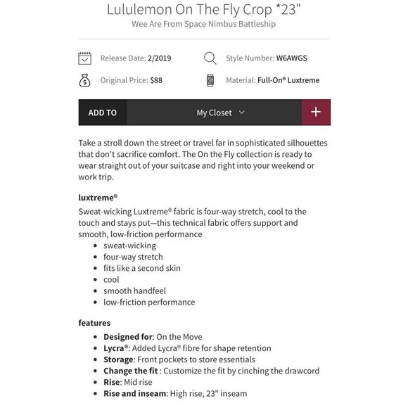 ❤️ Lululemon On The Fly crop 23”, Gray Striped , Size 4 B103 - Picture 2 of 8